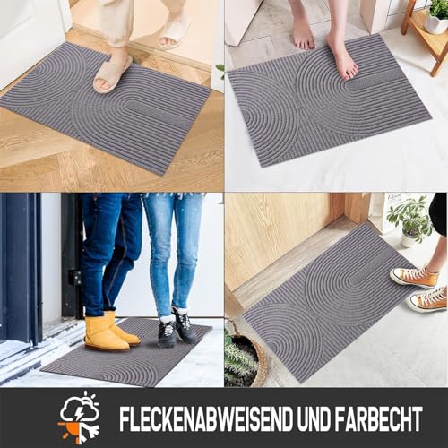 Diaxilu Fußmatte 40x60 cm Innen und Außen - rutschfeste Schmutzfangmatte - Waschbar Fussmatte, Wasserdicht Türmatte - Schmutzfänger Teppich für Eingang, Haustür, Patio, Flur, Garten (Grau)