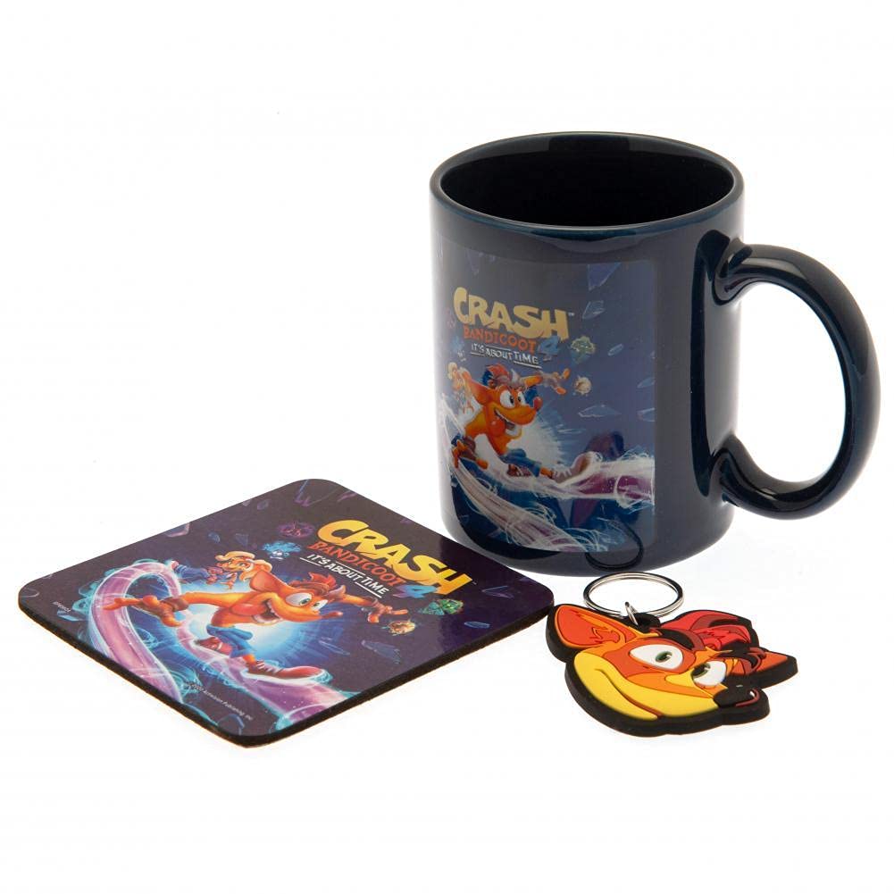 CRASH BANDICOOT ITS ABOUT TIME GIFT SET : mug, coaster, keychain / zestaw prezentowy Crash Bandicoot - NajwyÄšzszy czas : kubek, podklÄšadka, brelok