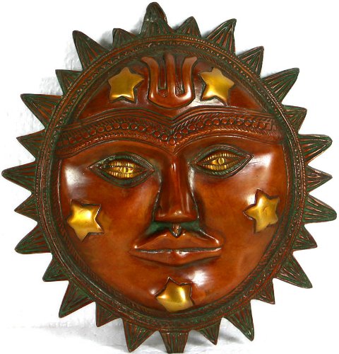 Masque du Dieu Soleil en laiton sculpture murale artisanale indienne