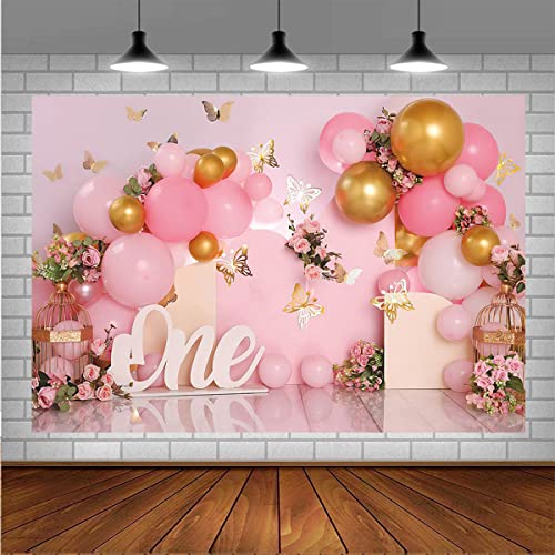 Fondo Fotográfico Rosa con Globos y Mariposas 8X6FT miniatura 4