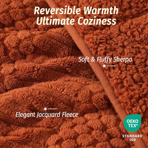 Image of Wemore Knitted Fleece Weighted Blanket for Adults, Orange, 60 x 80 inches 15 lbs