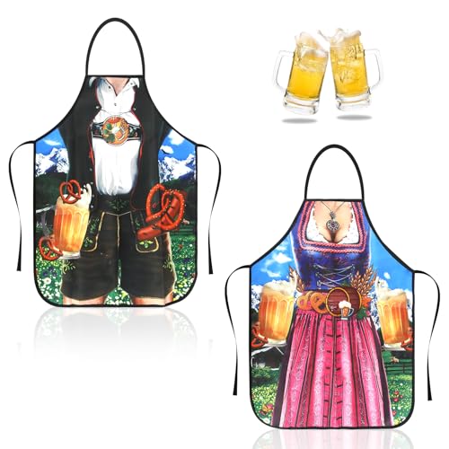 KUHAWL 2 Stück Schürze Kochschürze Lustige Grillschürze, Verstellbare Küchenschürze für Männer und Frauen, Oktoberfest Schürze Werkenschürze Malschürze für Freund Party Gartenarbeit Kochen KUHAWL 2 Stück Schürze Kochschürze Lustige Grillschürze, Verstellbare Küchenschürze für Männer und Frauen, Oktoberfest Schürze Werkenschürze Malschürze für Freund Party Gartenarbeit Kochen