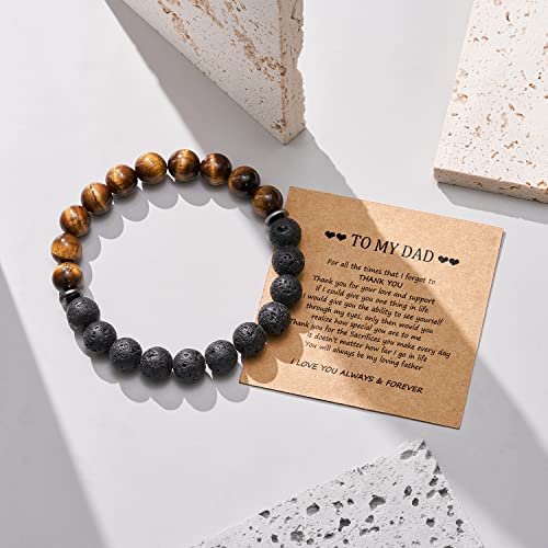 Jogdiam Dad Gifts From Daughter, Gifts For Dad Who Wants Nothing Gifts From Daughter Son Natural Lava Stone Dad Bracelet For Men Christmas Gifts For Dad #TOP1