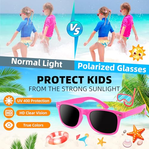16 Pcs Kids Sunglasses Bulk, Party Favors for Boys and Girls Age 3-8, Neon Sunglasses with UV400 Protection for Summer Beach Pool Party Birthday Graduation Classroom Prize Goody Bag Stuffers3