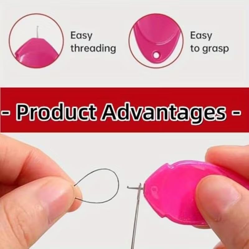 Image of Needle Threader, Small Needle Eye Threader Tool, Easy Threader for Machine and Hand Sewing, Threading, Ideal for Needlework, with Transparent Box, Color Random (6pcs) (5+5 Threader with Box)
