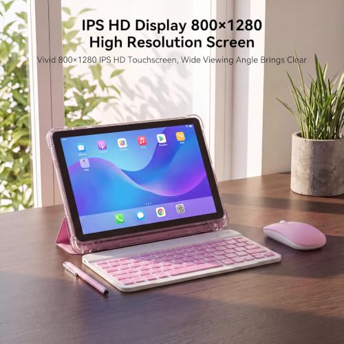 Image of 10 Inch Android 16 Tablet with Case,128GB,WiFi,6000mAh(Pink)