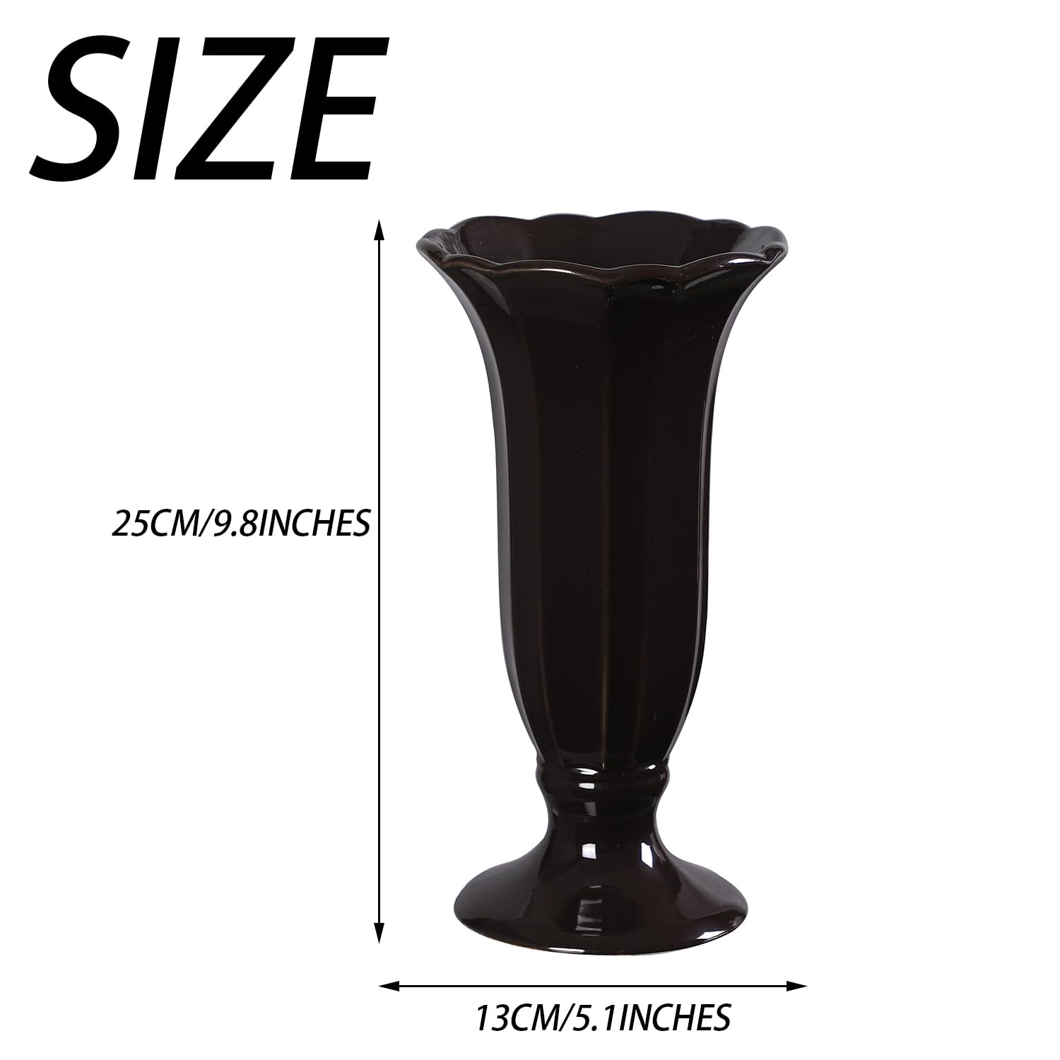 MARTAGE Black Ceramic Vase for Home Decor, Decorative Vase, Modern Farmhouse Vase, Boho Vase for Pampas Grass, Flower Vase for Centerpiece, Living Room, Bedroom, Dining Table, Office, Shelf, 9"