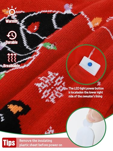 Somsoc Led Light Up Ugly Christmas Sweater For Women Men, Xmas Jumpers Funny Knitted Sweaters With Light Bulbs 5 Somsoc Led Light Up Ugly Christmas Sweater For Women Men, Xmas Jumpers Funny Knitted Sweaters With Light Bulbs - Image 6