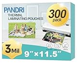 Laminating Sheets, PANDRI 300 Pack Thermal Laminator Pouches Holds 8.5 x 11 Inch, 3 Mil Clear Laminator Paper 9 x 11.5 Inch, Letter Size