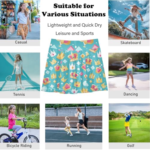 visesunny Girls Flowy Pleated Skirt Candy Crown Shape Tennis Golf Fashion Short Skorts for Casual Dance Outfit4