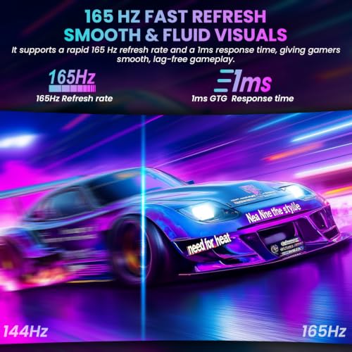 Image of LXZ 34 Inch Curved Monitor 1500R 165Hz, 3440 x 1440 UWQHD Ultrawide Gaming Monitor with FreeSync & G-Sync, PIP & PBP, DisplayPort HDMI - Black