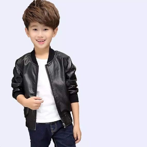 Leather Retail Kids Solid Regular Jacket