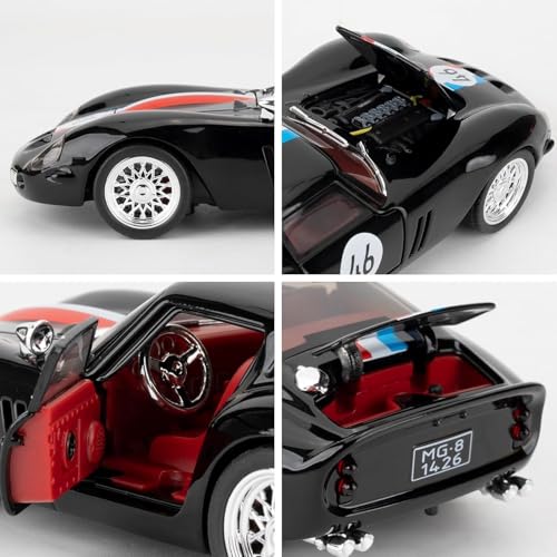 Image of 1 /32 Ferrari Race and Ferrari 250 GTO Model Luxury Car Toy Metal Pull Back Diecast Car with Openable Door and Sound Light, Gifts Toys for Kids【 Black 】