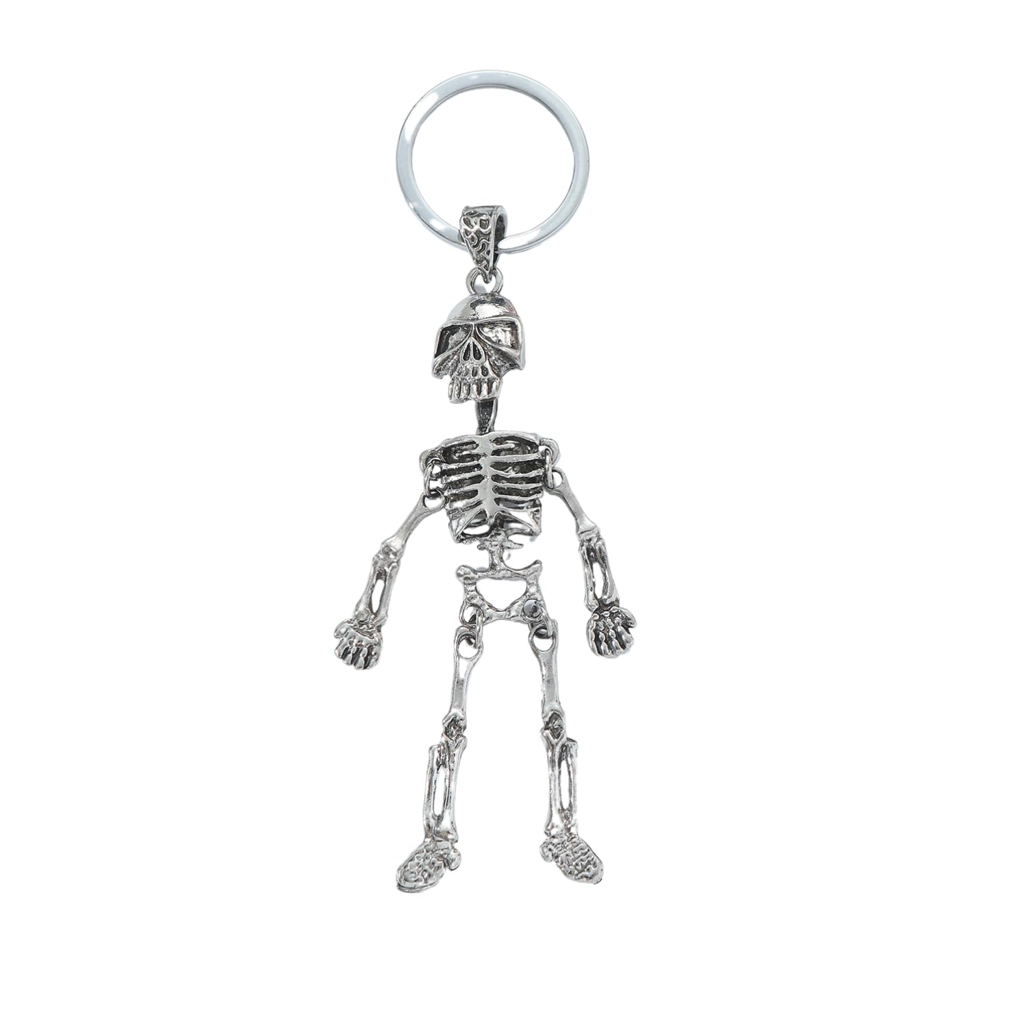 BT Bear Keychain,Halloween Metal Flexible Skull Keychain Keyring Keyfob Bag Charm (Skull)