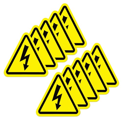 YIKIADA Pegatina Riesgo Eléctrico Adhesiva - Cartel Riesgo de Accidente por Electricidad Medida 10 CM X 10CM - 10ud