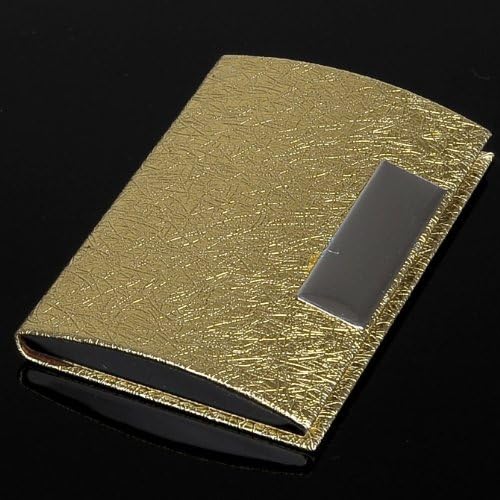 Business Card Case/Holder - Metallic Gold Embossed Brushed Aluminum
