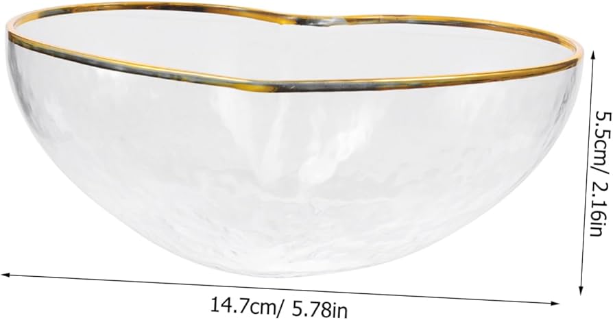 Amazon.co.jp: CATIEBYE 金縁槌目模様のハート型ガラスボウル 透明