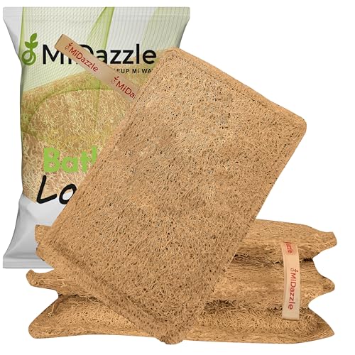 Image of Midazzle 100% Natural Body Scrubber Loofah for Bathing (Rectangle) (Pack of 4)
