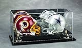 Double Mini Football Helmet Display case Black acrylic base P371DB