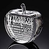 KATE POSH 4th Anniversary Gifts, 4th Wedding Anniversary Crystal Apple Fruit Paperweight and Keepsake