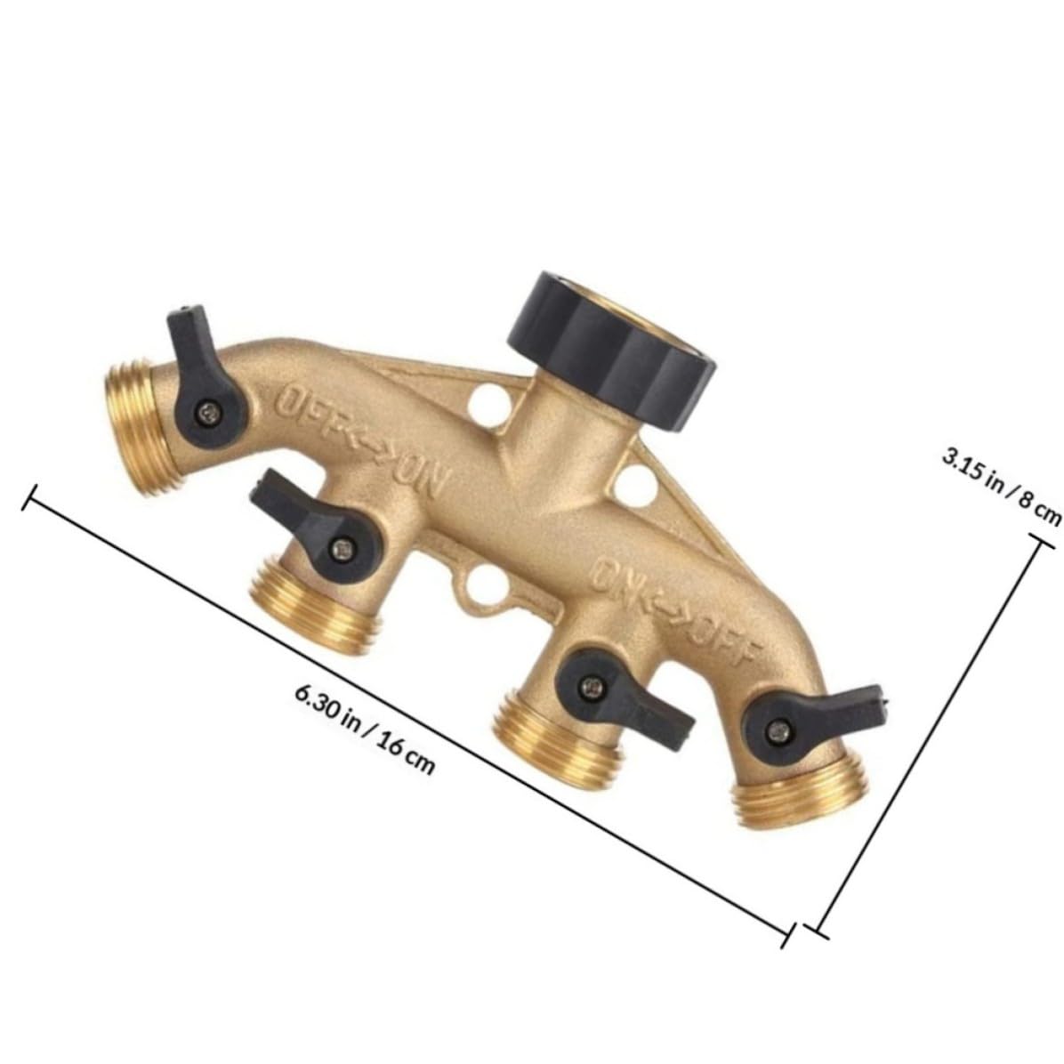 Divisor de Válvula de Bola de Latón de 4 Vías para Grifo, Conector Resistente para Mangueras de Agua, Adecuado para Riego en Camas de Flores y Baños para Mascotas