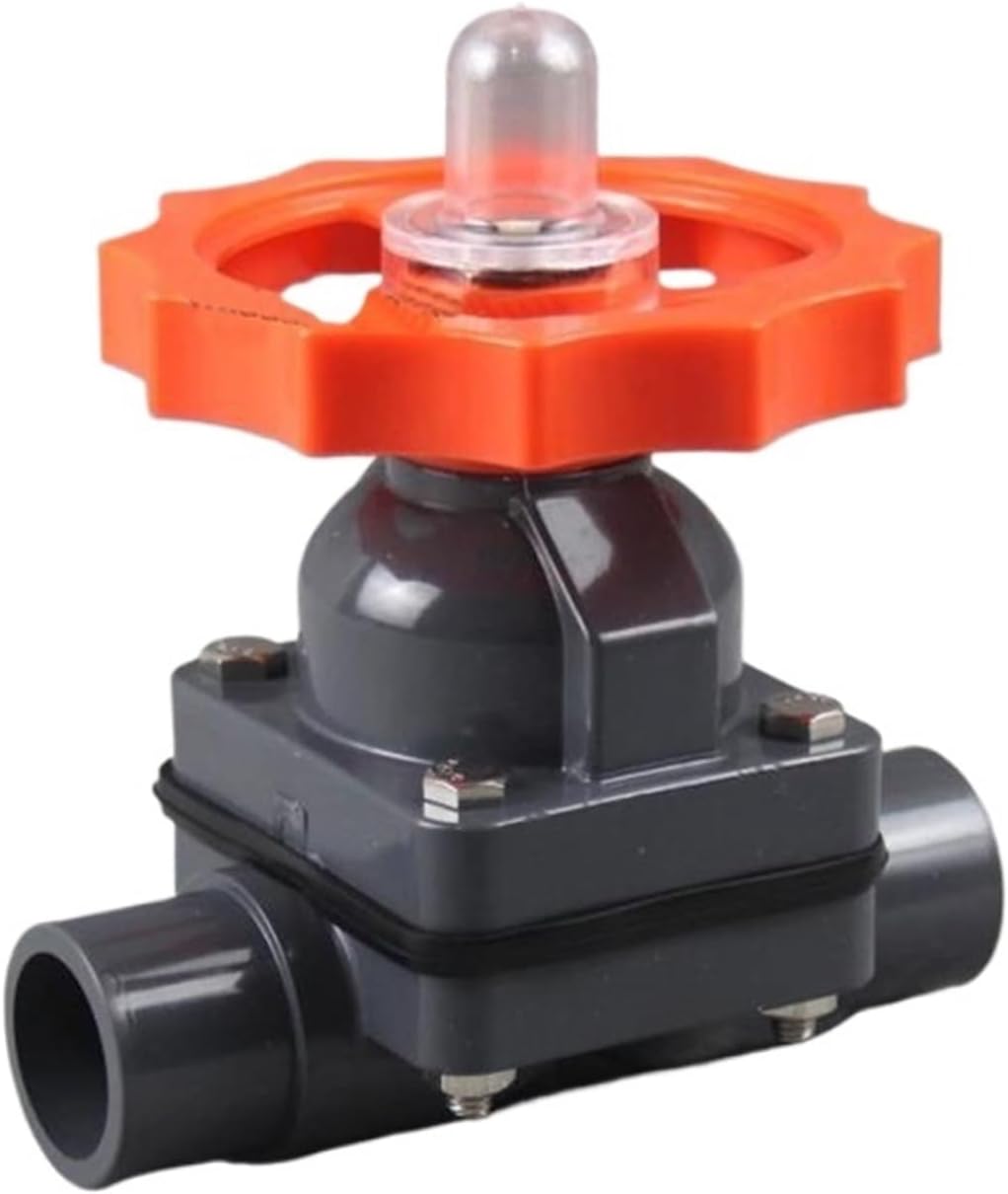 1/2" 3/4" 1" Socket Type PVC Diaphragm Valve DN15 DN20 DN25 DN32 UPVC Plastic Diaphragm Valve Manual Valve Acidproof Alkali (Size : DN25)