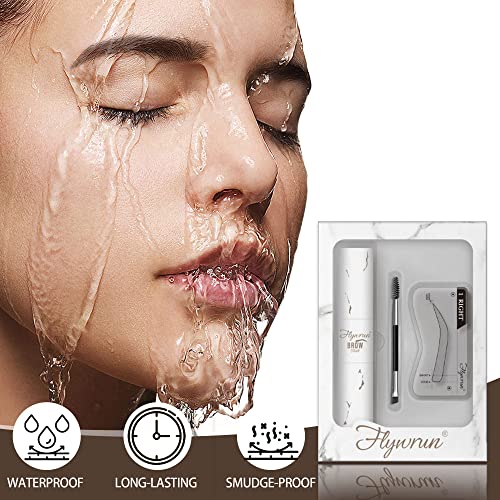 Dual-Color Eyebrow Stamp Stencil Kit - One-Step Vegan Brow Stamp Pomade -Long-Lasting Waterproof Smudge-Proof - With 24Pcs Reusable Thin & Thick Eyebrow Stencils, Blonde+Taupe #TOP2