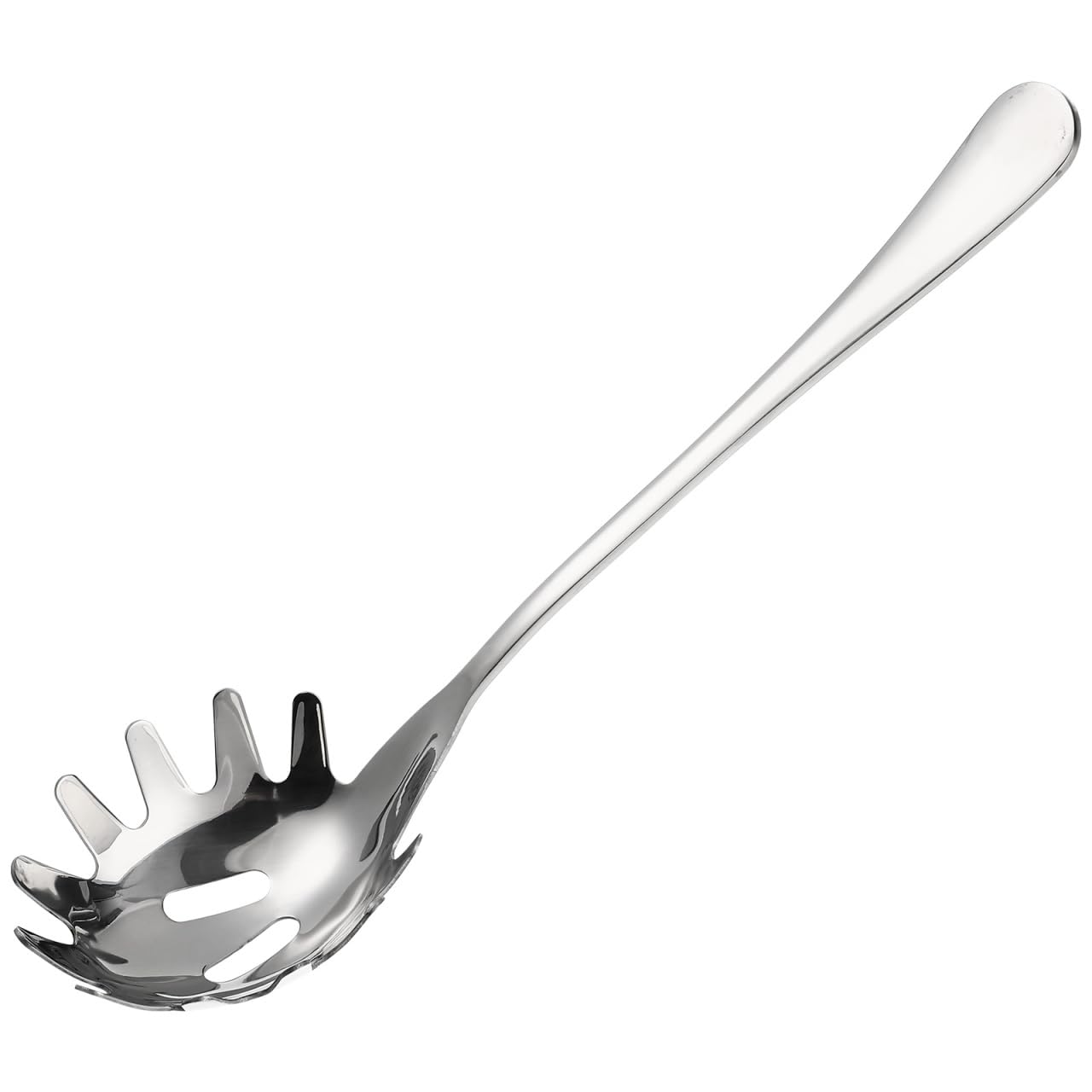 IMIKEYA Spaghetti Spoon Professional Pasta Ladle Spoon Stainless Steel Kitchen Serving Spoon Mirror Polished Noodle Fork for Draining, Dishwasher Safe