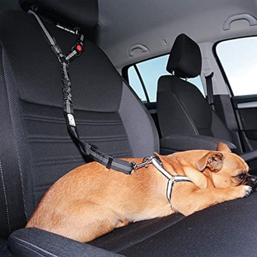 Dog Car Seat Belt, Adjustable Pet Safety Harness with Elastic Bungee, Strong Nylon Headrest Restraint for Small to Medium Dogs, Red - Image 5