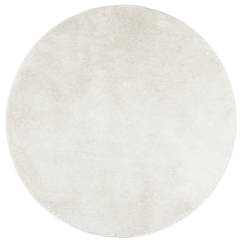 Tapis en polyester crème Oviedo au toucher peluche unique 200cm