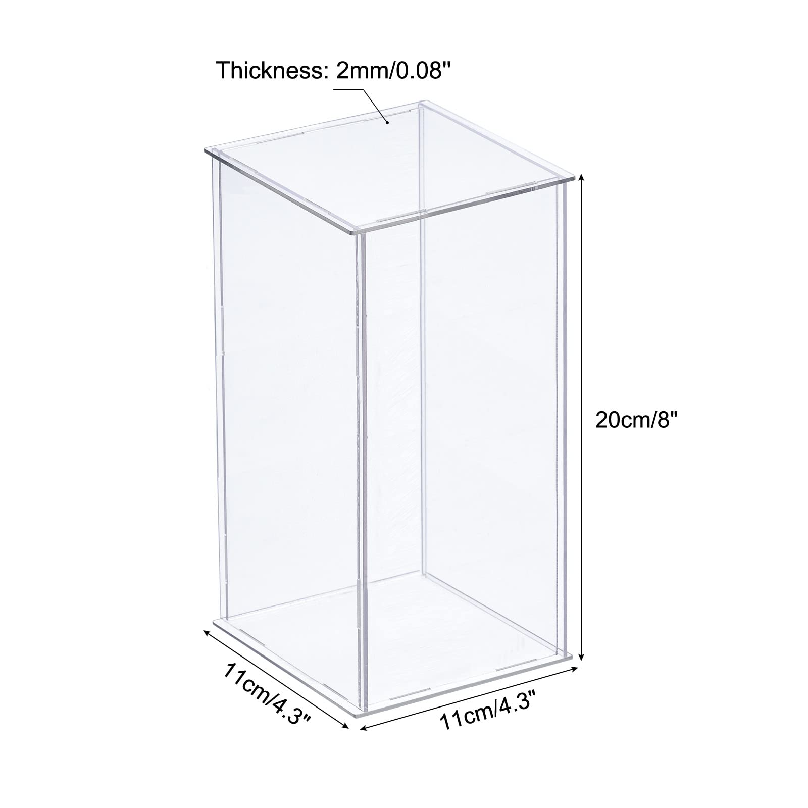 MECCANIXITY Acrylic Display Case Plastic Box Clear Assemble Dustproof Showcase 4.3x4.3x8 Inch for Collectibles Items