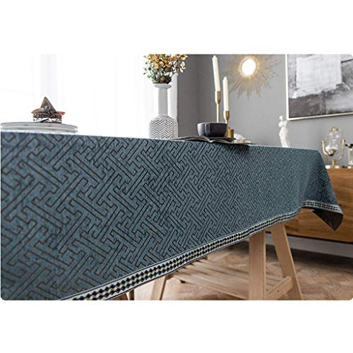 Nappe chinoise classique bleue grand format rectangulaire pour décoration de table - 4