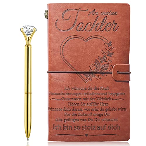 An das Geschenk meiner Tochter Leder-Tagebuch-Set mit Stift,140 Seiten, nachfüllbares Notizbuch,Reisetagebuch,Schulabschluss,Ermutigung, Geburtstag,Weihnachtsgeschenke von Mama, Papa Cover