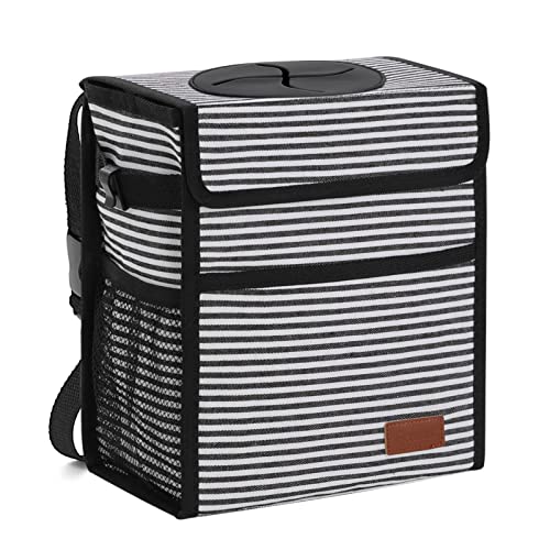 Car Trash Can Leak Proof Car Trash Bag Waterproof Car Garbage Can with Lid for SUV Front Seat Multipurpose Car Hanging for Headrest Collapsible and Portable with Storage Mesh Pocket, Stripe Car Trash Can Leak Proof Car Trash Bag Waterproof Car Garbage Can with Lid for SUV Front Seat Multipurpose Car Hanging for Headrest Collapsible and Portable with Storage Mesh Pocket, Stripe