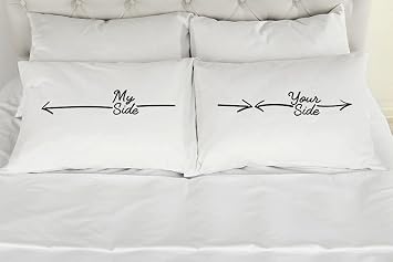 303T Set of 2 King Couples Pillow Cases, My Side, Your Side, Printed Pillowcases, Wedding Gift, Anniversary, Bridal Shower Gift