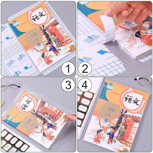Image of Parssufy Transparent Paper Sticker Book Cover Film Clear Matte for Craft 10Pcs,Waterproof School Textbook Protective Case Cover Can Be Cut Self-Adhesive Book Cover (47 x 34 cm, A-4 Size) (10)