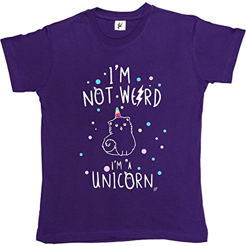 Fancy A Snuggle I'm Not Weird I'm A Unicorn Caticorn Womens Boyfriend Fit T-Shirt Purple L