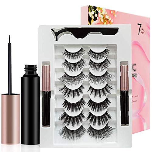 Eyelash Reusable Magnetic Eyelashes Natural Look, Magnetic Eyelash Kit with Magnetic Eyeliner Waterproof,Magnetic Eyeliner Kit,Lashes for women, False Eyelashes with Tweezers Eyelash Easy 7 Style