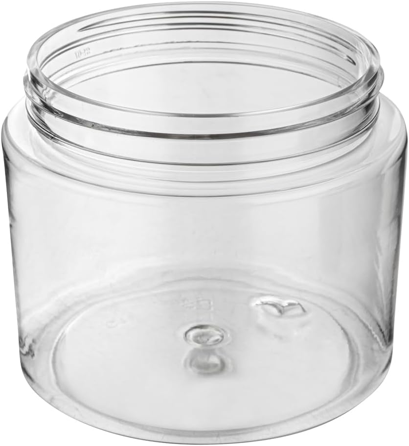 RW Base 16 Ounce Candy Jars, 10 Durable Kitchen Storage Containers - Round, Airtight Seal, Clear Plastic Snack Jars With Black Aluminum Lids, For Table Display, Or Candy Buffet - Restaurantware