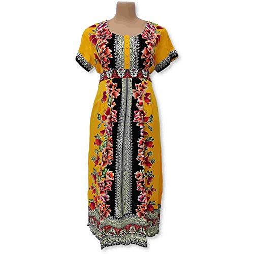 Vestido Longo Manga Curta Indiano Estampado Plus Size 980072