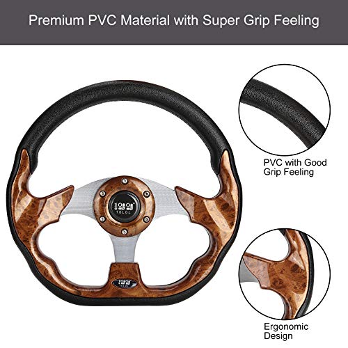 10L0L Golf Cart Steering Wheel For Ezgo Txt/Rxv/Valor, Club Car Ds/Precedent/Onward/Tempo And Yamaha Golf Carts, Brown #TOP4