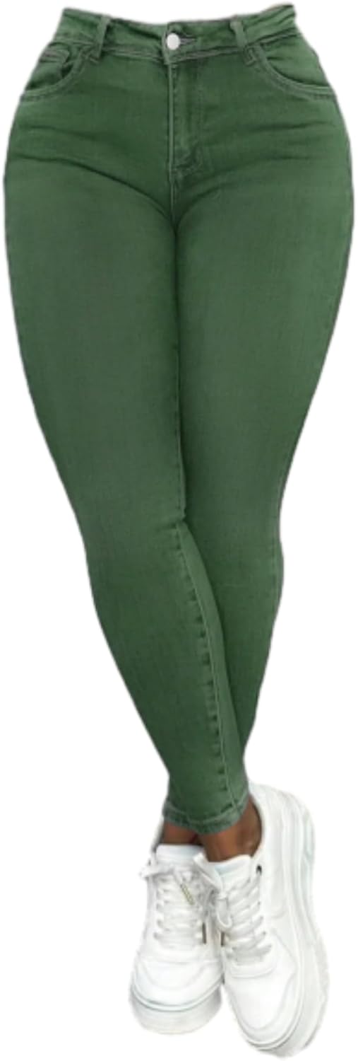 Women's Ultra Lux Velvet Denim Comfort High Waisted Skinny Jeans Warm Slim Ideal for American Casual Wear