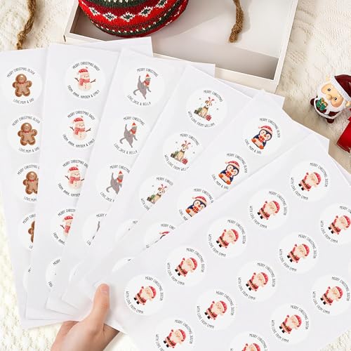 Image of Personalized Christmas Stickers, Custom Name Waterproof Christmas Gift Tags for Gift Box Holiday Decorations, Stockings, Party Favors (Santa Claus 4)