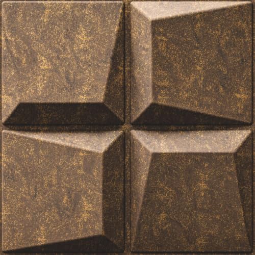 Image of Kayra Decor 3D PVC Wall Panels for Bedroom & Living Room | Cube Design | Magnum Brown Color | 19.7 x 19.7 Inch | Pack of 12 | 32.28 Sq Ft
