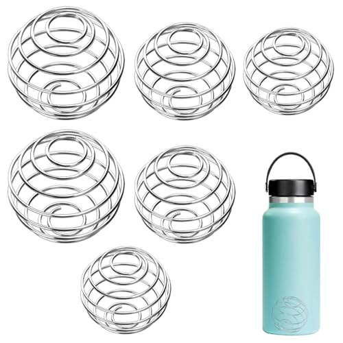 GNALIA Botella Para Batidos De Proteínas - 4 Unidades De Acero Inoxidable, Bola Mezcladora Plateada, Agitador Metálico Para Deportes Con Tamaños 8G, 10G, 12G.