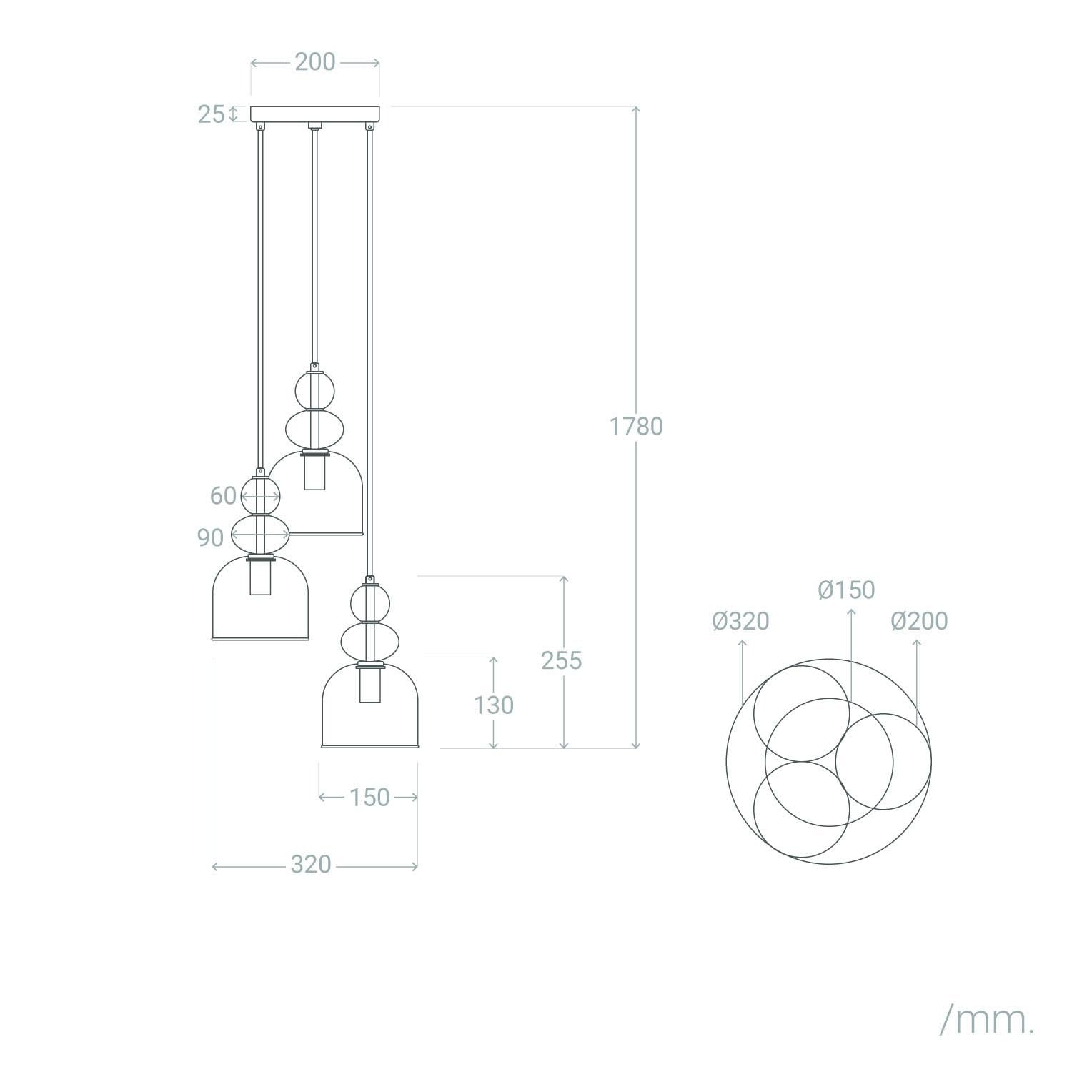 LEDKIA LIGHTING Lampada a Sospensione Metallo e Vetro Tri Baudelaire Rosso E14