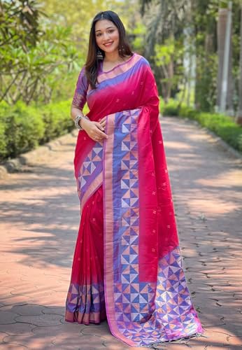 Elite Weaves pink zari woven silk saree in soft silk – image 3