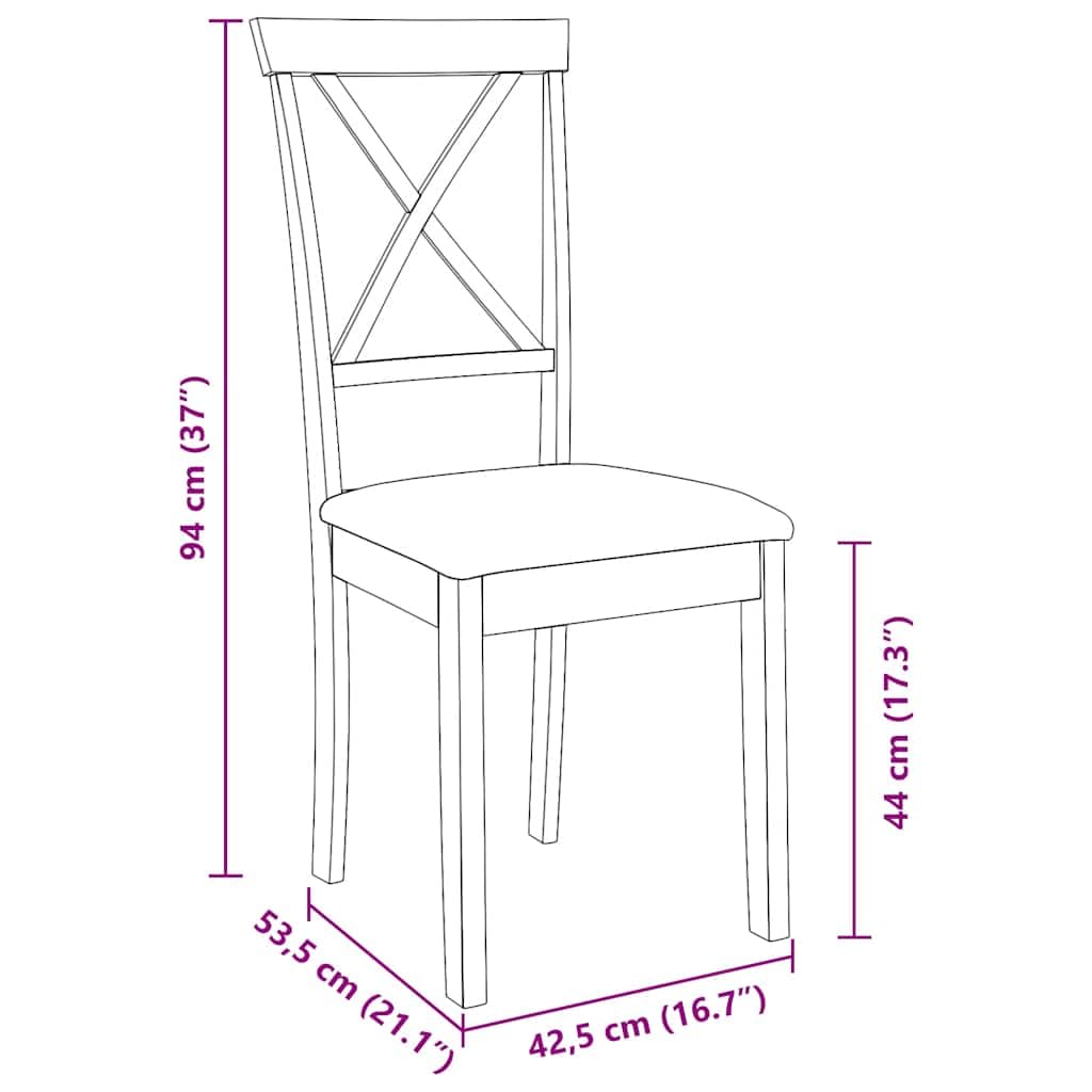 vidaXL Sillas de Comedor con Cojines 2uds Madera Maciza Blanco Caucho