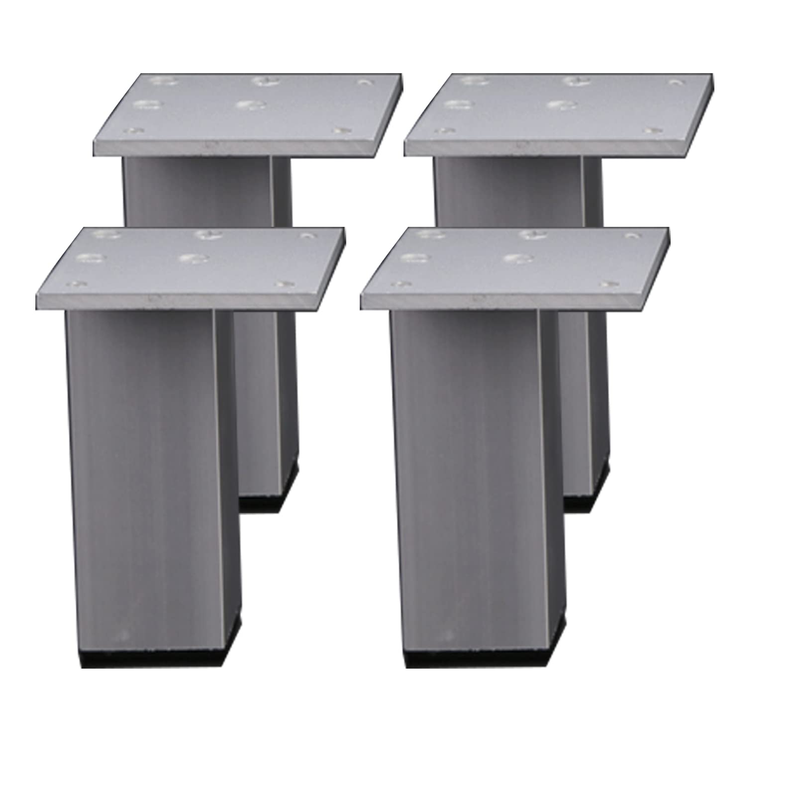 Confezione da 4 gambe quadrate in alluminio da 17,8 cm, piedini per divano in metallo resistente, per comodini fai da te, decorazione moderna per la casa, gambe di ricambio per mobili