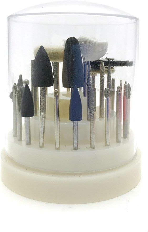 40 PCS low Speed Micro Polishing Drill Bits Include Tungsten Carbide Burr, Silicone Polishers, Diamond Burs, Hair Brush by ALLmuis